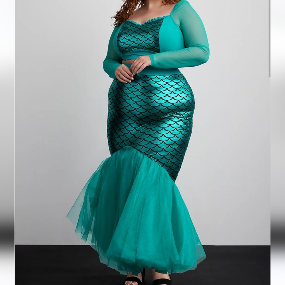 Torrid Halloween Costume Mesh Two Piece Mermaid Tulle Dress Skirt 1X 14-16 - Picture 3 of 8
